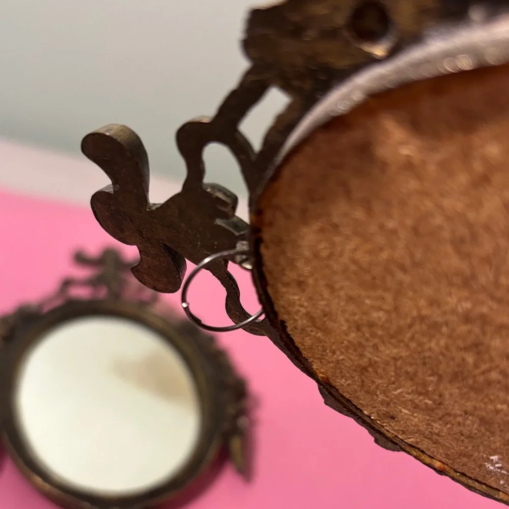 Vintage Ornate Style Bronze Wall Mirrors - Pair